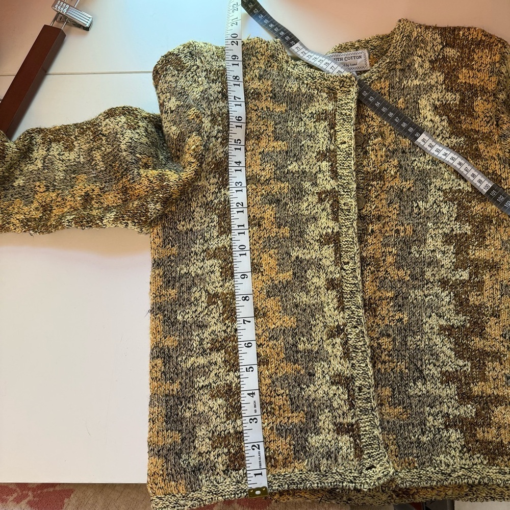 South Cotton Hand Knit Sweater Cardigan Brown Gold - Small - Picture 9 of 9